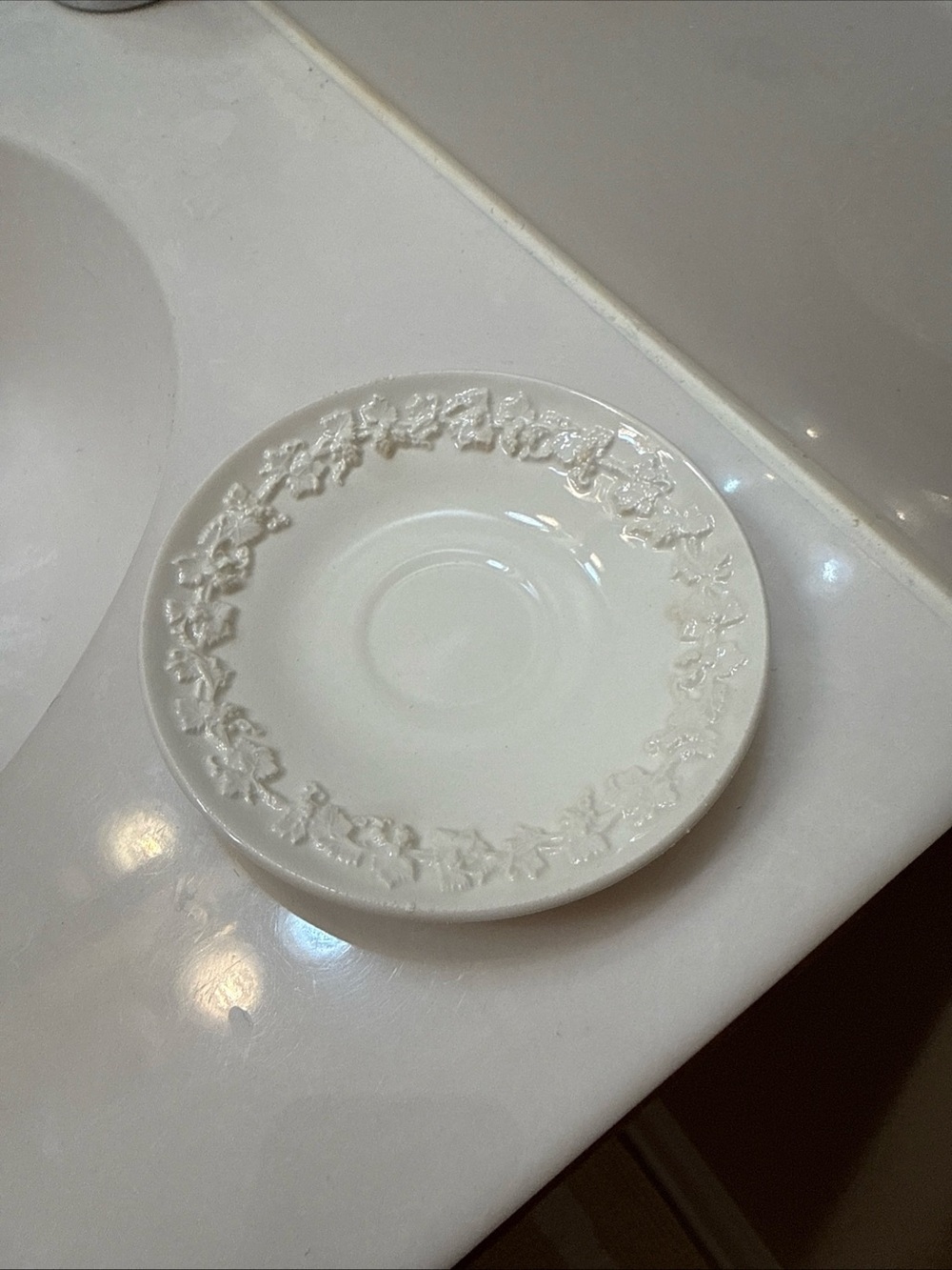 Wedgwood White Embossed Saucer Queensware